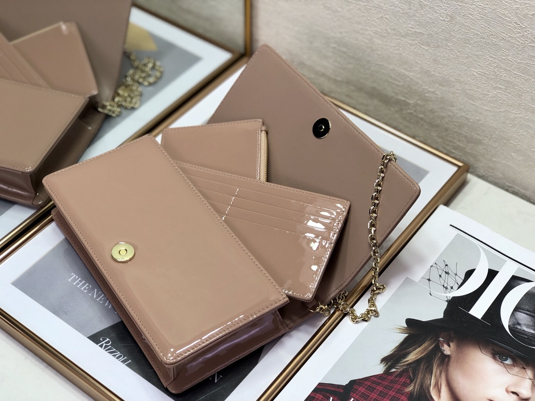 lady D*or pouch rose des vents cannage 8.5 x 4.5 x 1 inches