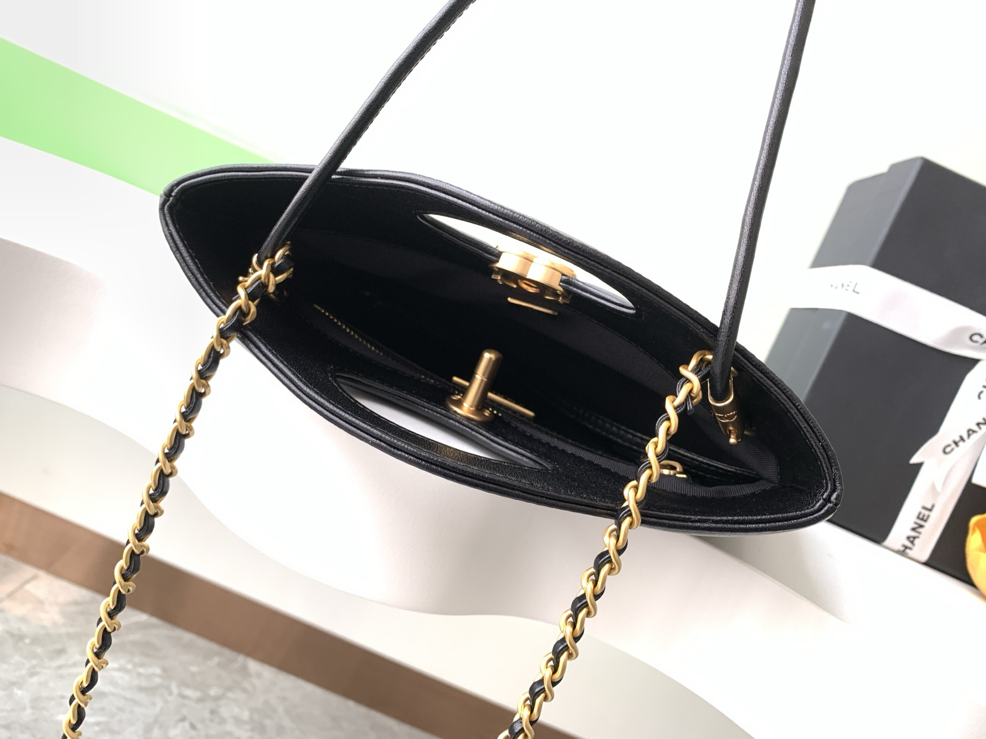 Ch*el 31 mini shopping bag lambskin & gold-tone metal 22x23x5cm